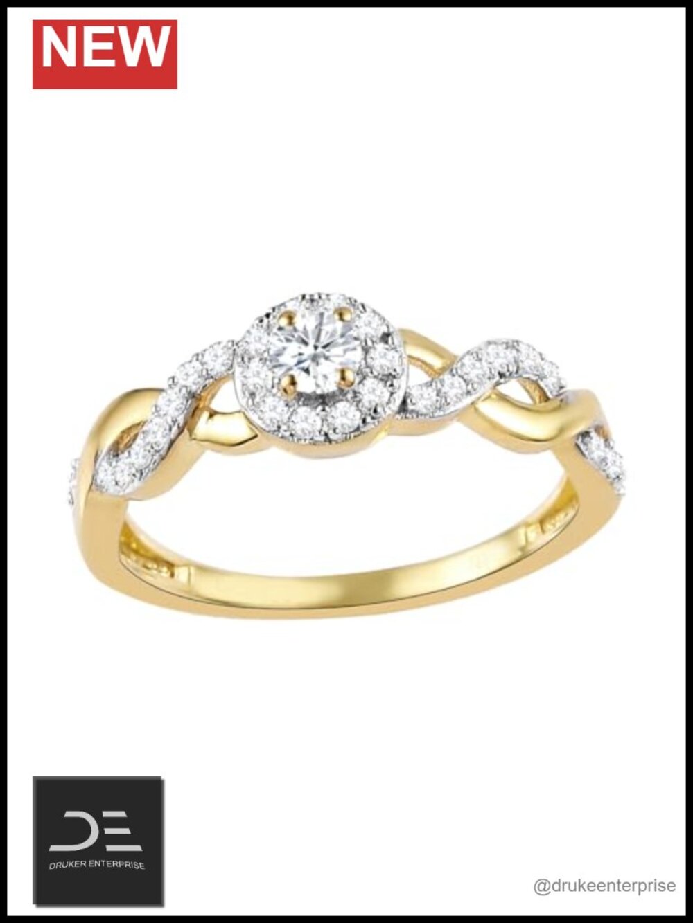 0.50ct Lab Grown Diamond Halo Engagement Ring 14K Gold Over Silver